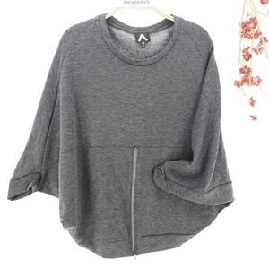 New COA Gray Dolman Sleeve Sweatshirt with Zipper Detail sz S